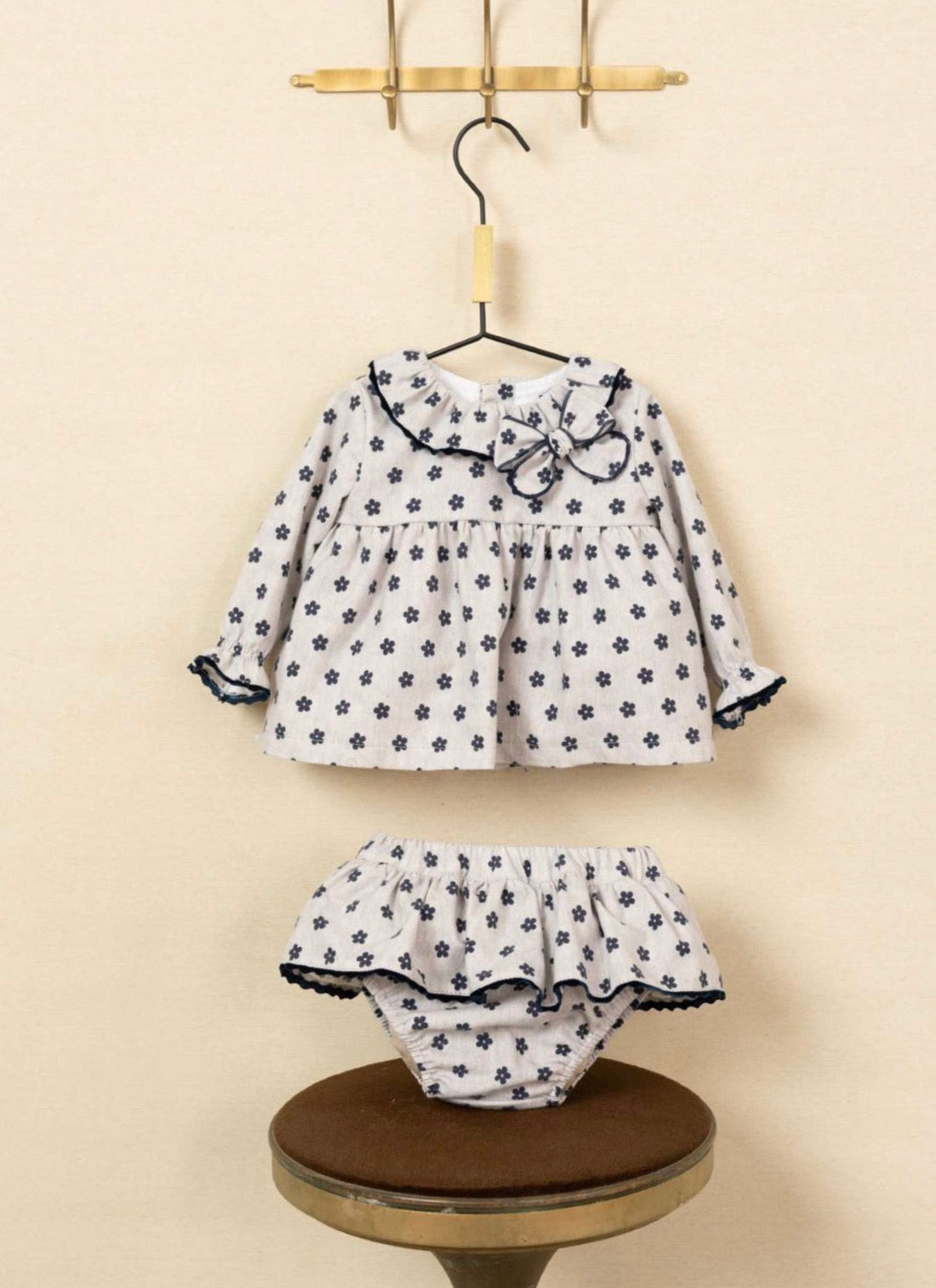 BABY SET GRAY/BLUE FLOWERS