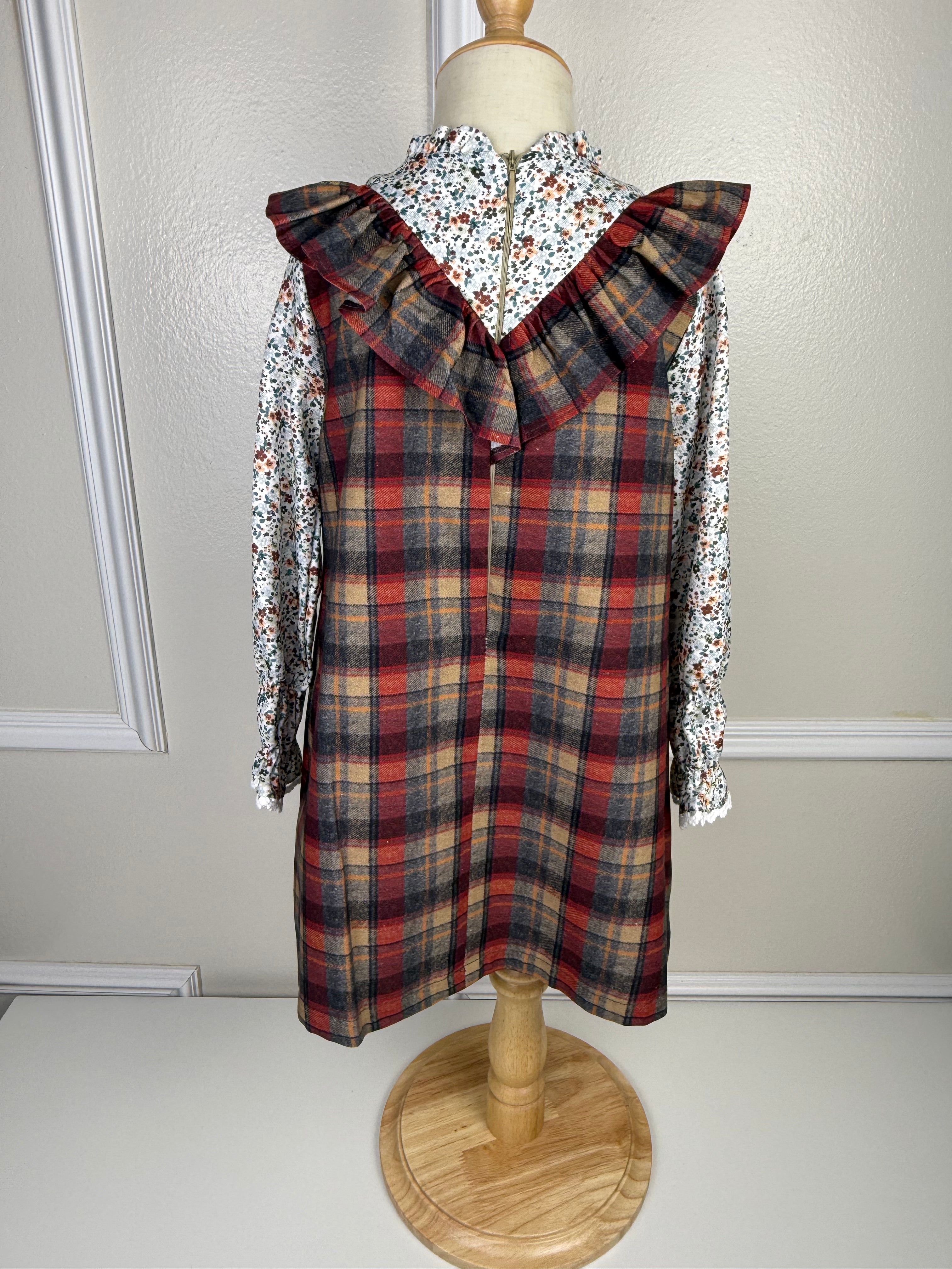 GIRL DRESS FLOWERS/SQUARES