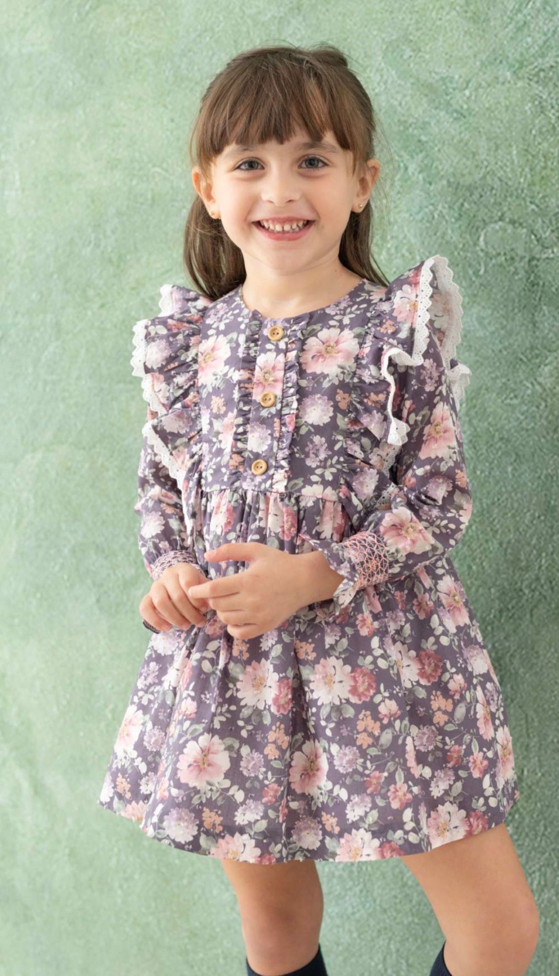 GIRL DRESS FLOWERS PURPLE