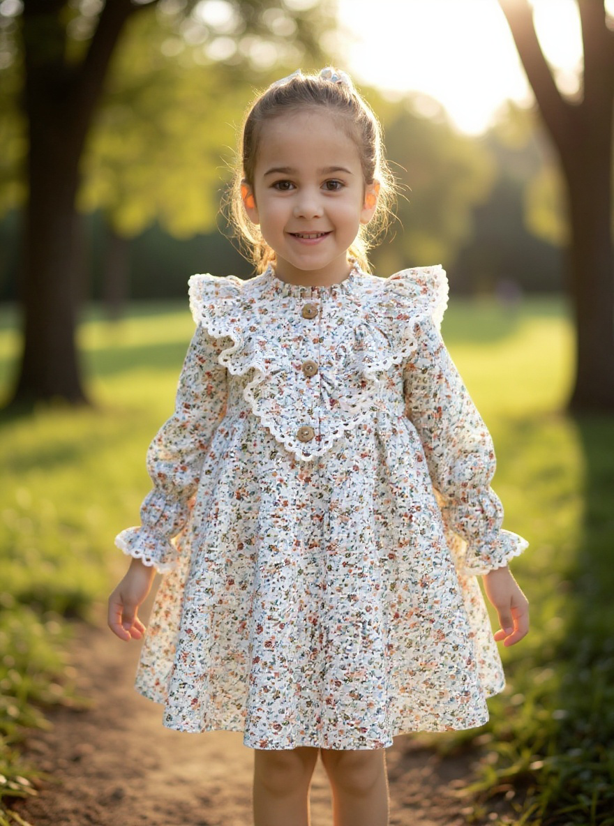 GIRL DRESS SUBTLE FLOWERS