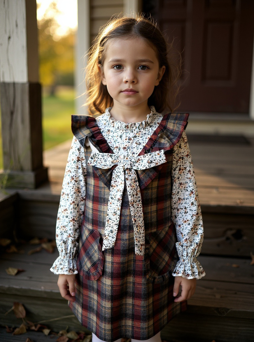 GIRL DRESS FLOWERS/SQUARES