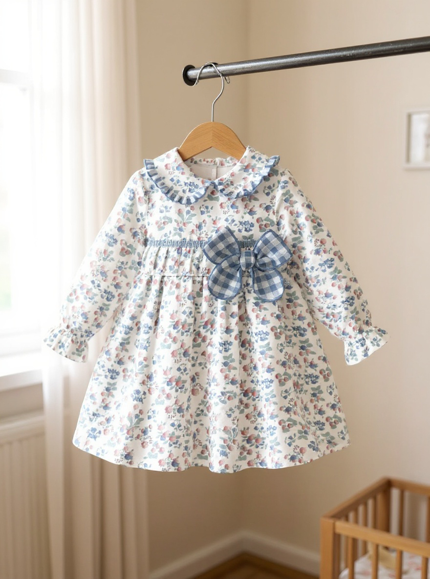 BABY DRESS FLOWERS BLUE