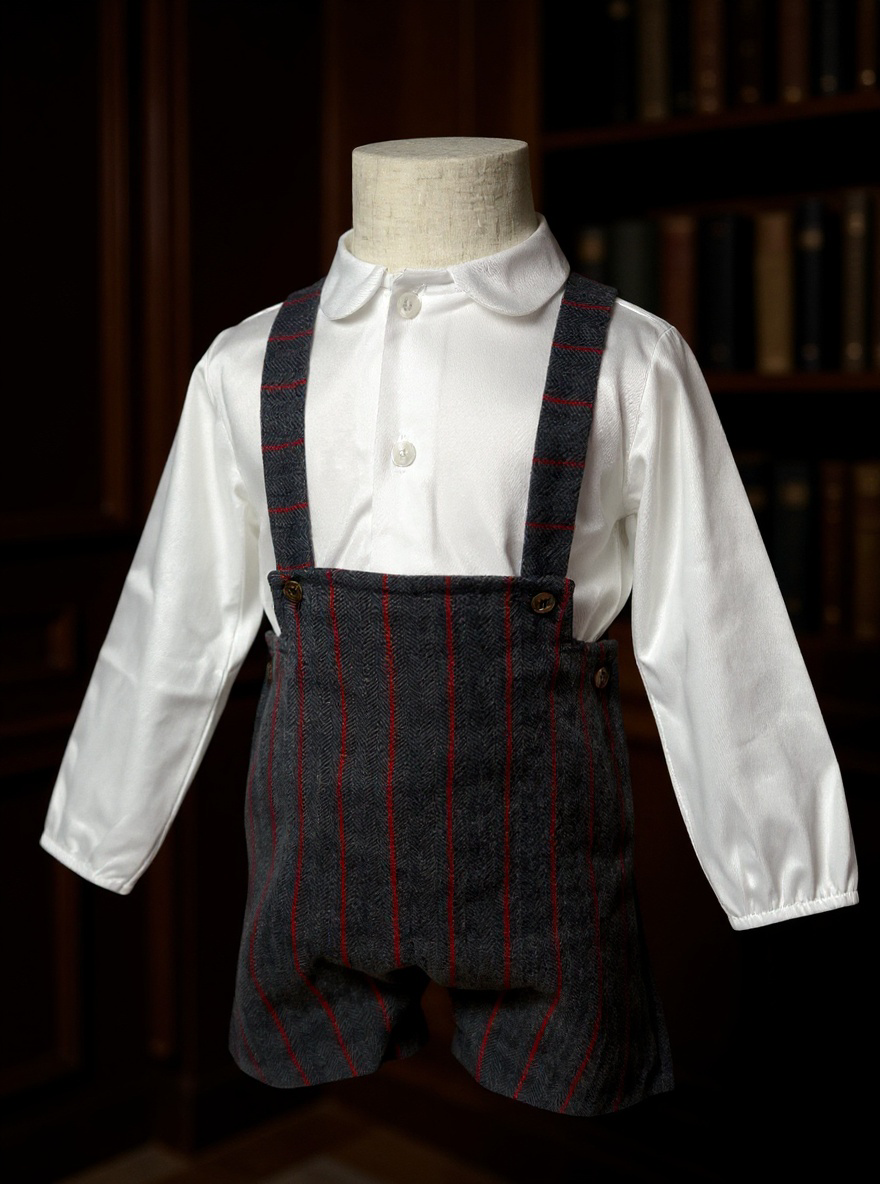 BABY BOY SET OVERALL GREY/VELVET