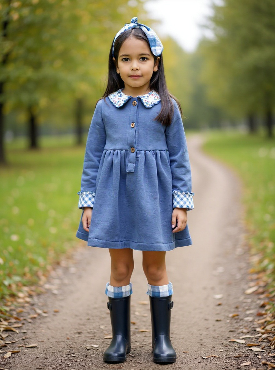GIRL DRESS BLUE FLOWERS
