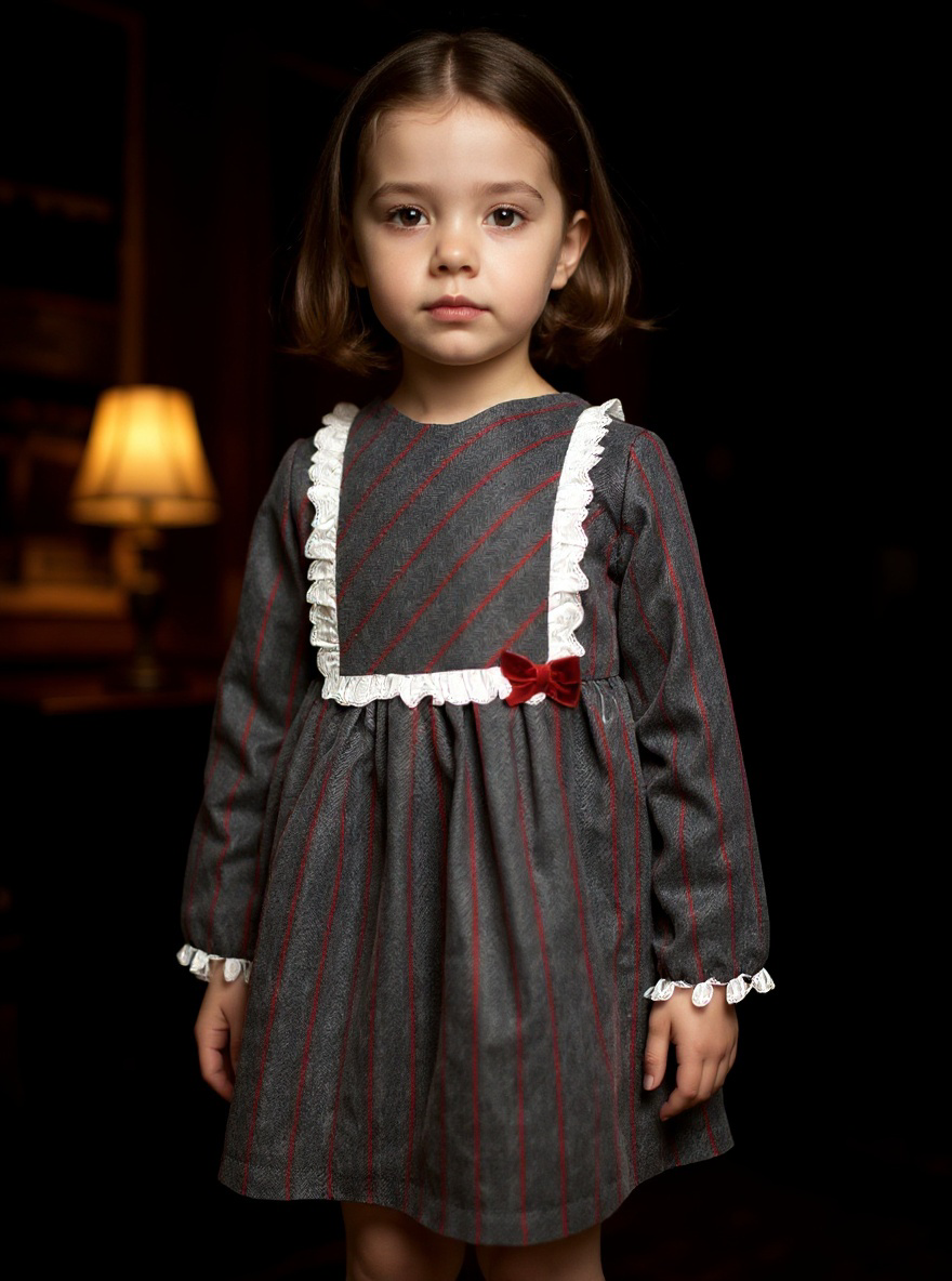 GIRL DRESS GREY/VELVET