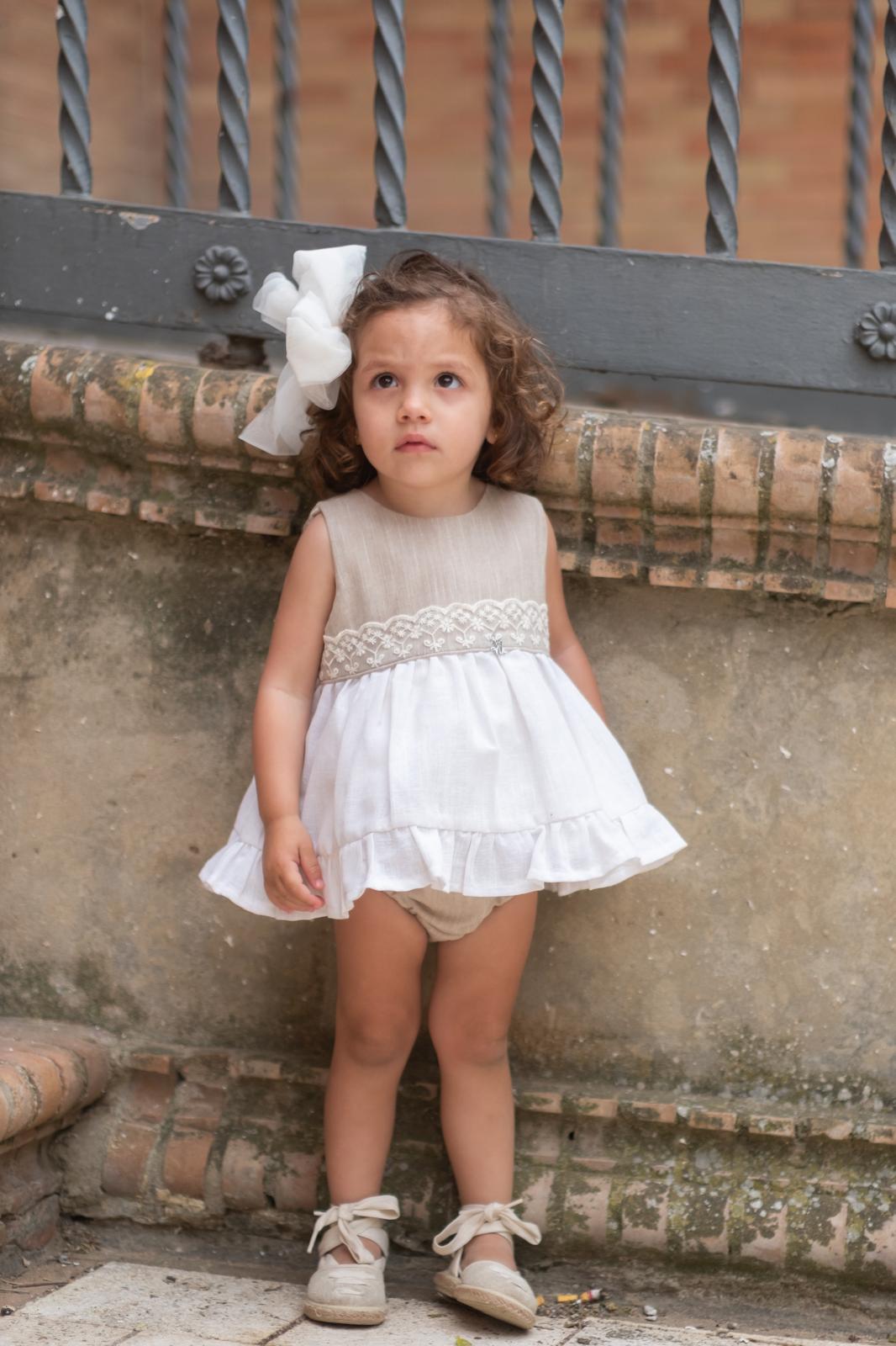 BABY SET PEARL AND BEIGE LINEN