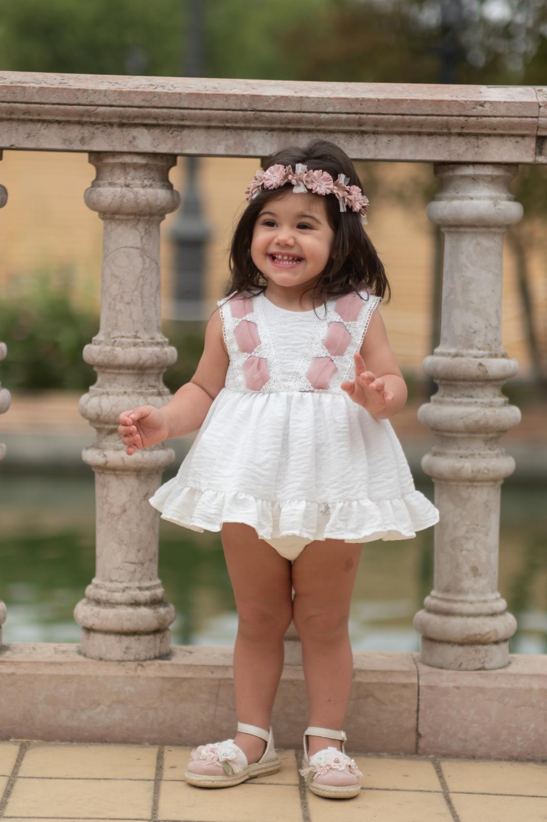 BABY GIRL SET WHITE BRAIDED PINK