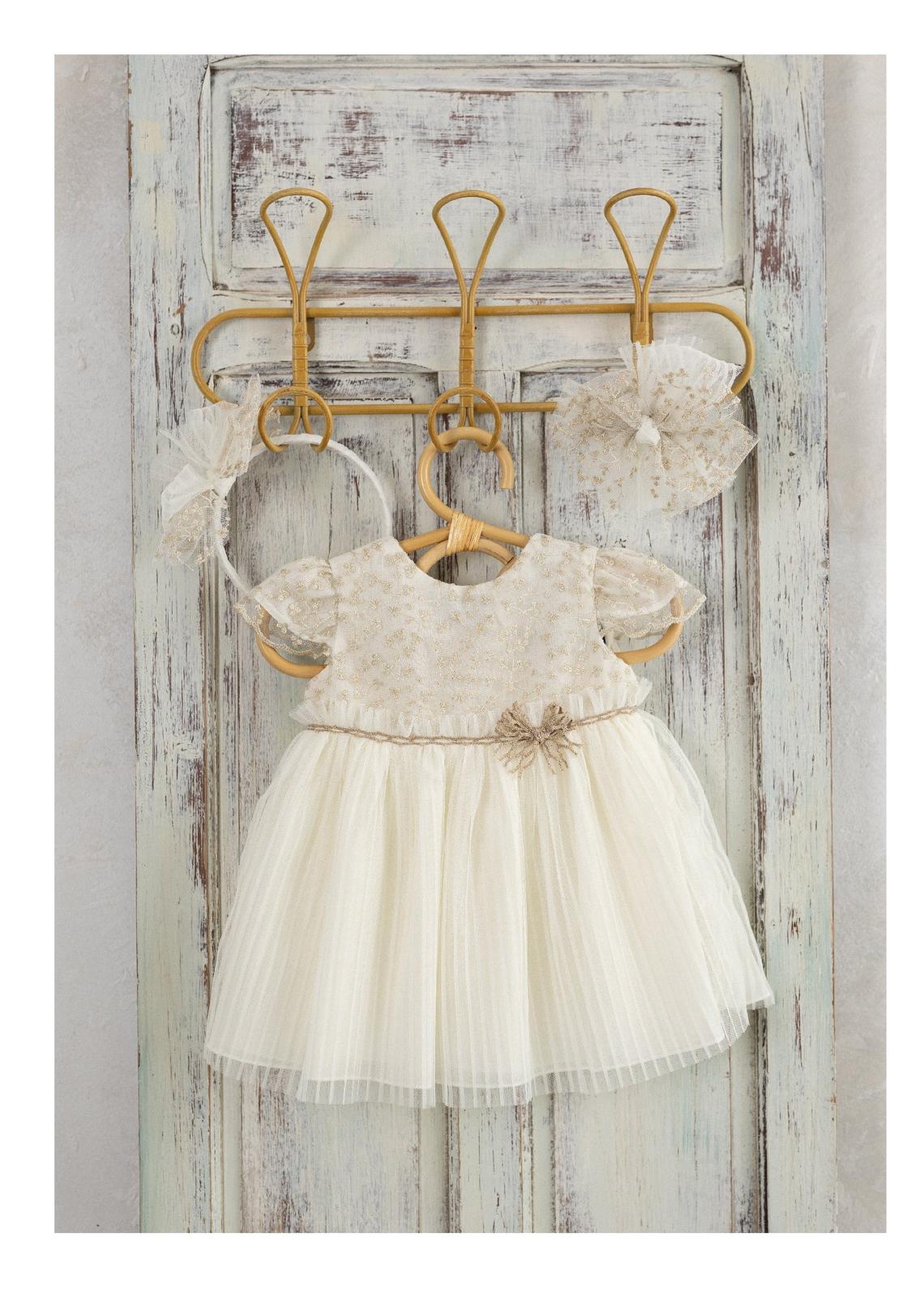 GIRL DRESS PEARL AND GOLD