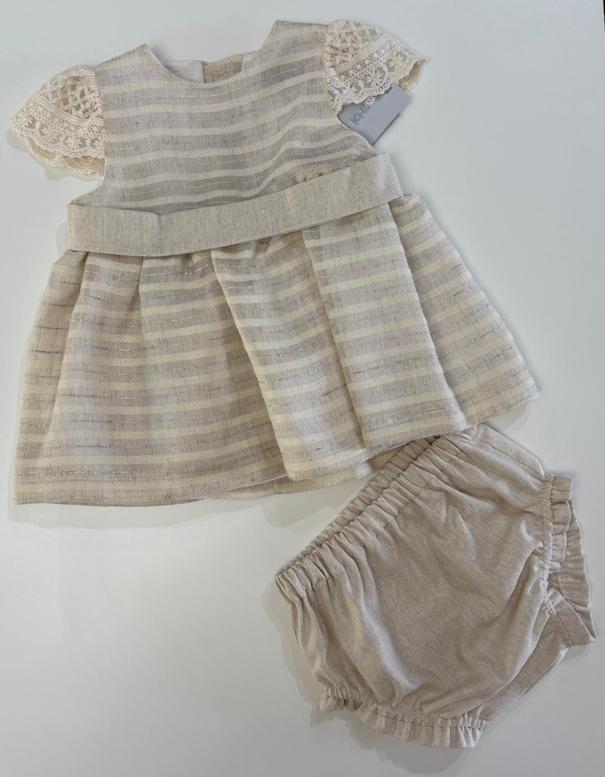 BABY SET BEIGE AND CREAM STRIPED