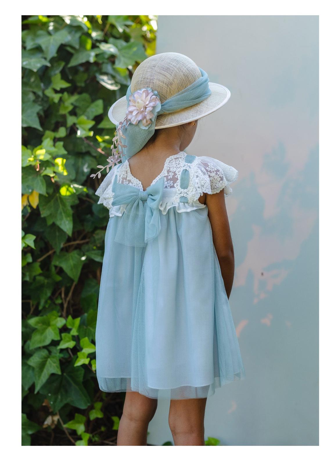 GIRL DRESS WHITE AND GREEN INTERTWINED