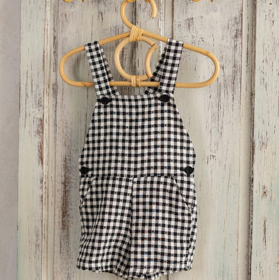 BLACK PLAID ROMPER
