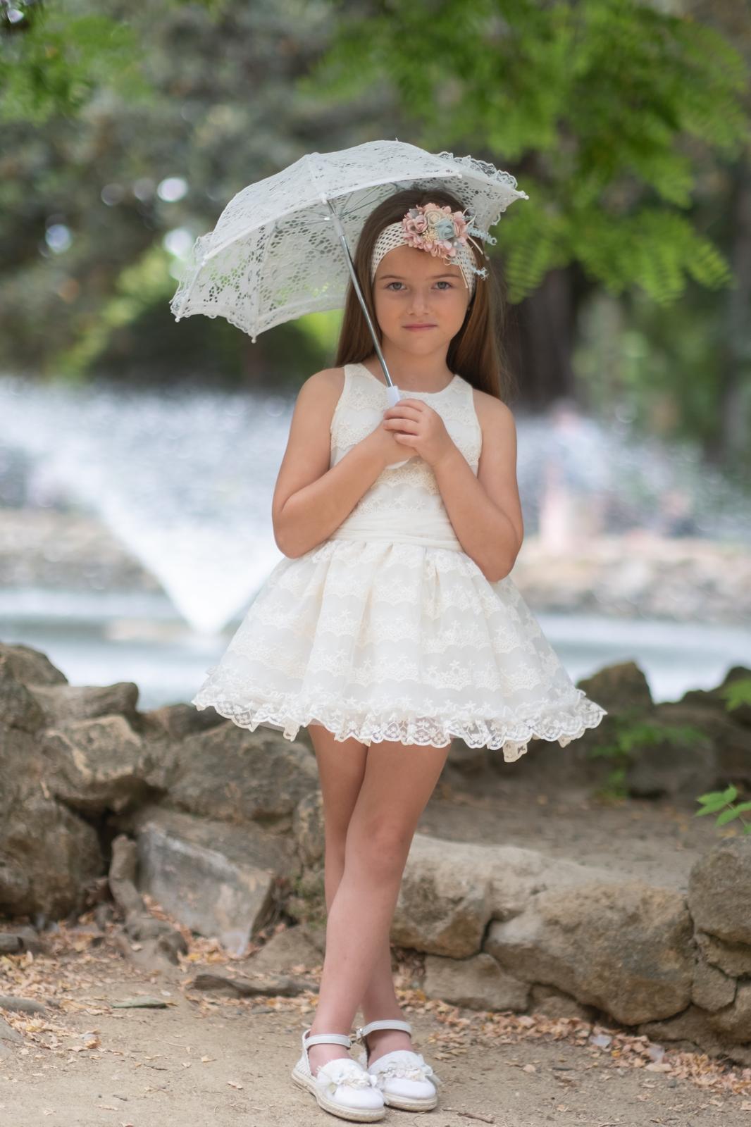 GIRL DRESS PEARL EMBROIDERED TULLE
