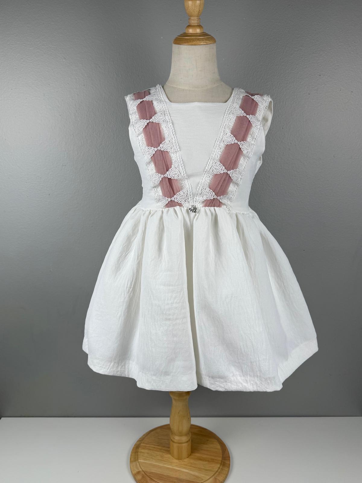 GIRL DRESS WHITE AND PINK TULLE