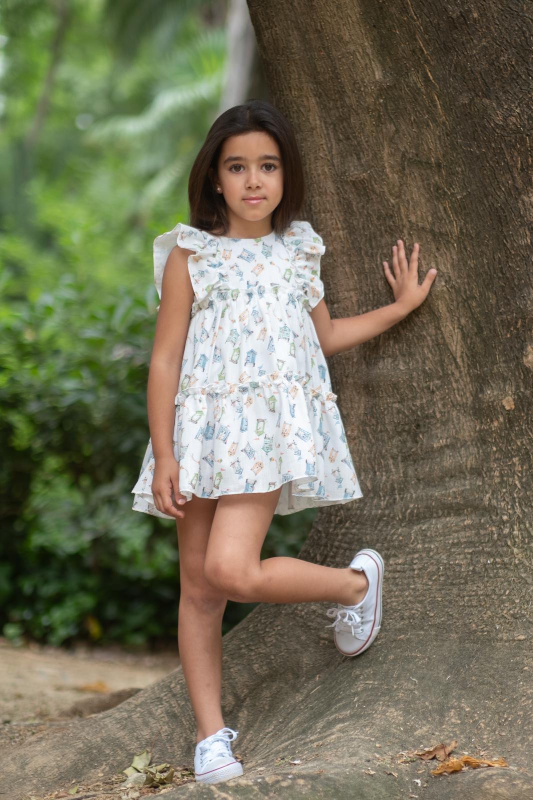 GIRL DRESS WHITE WITH RUFFLE