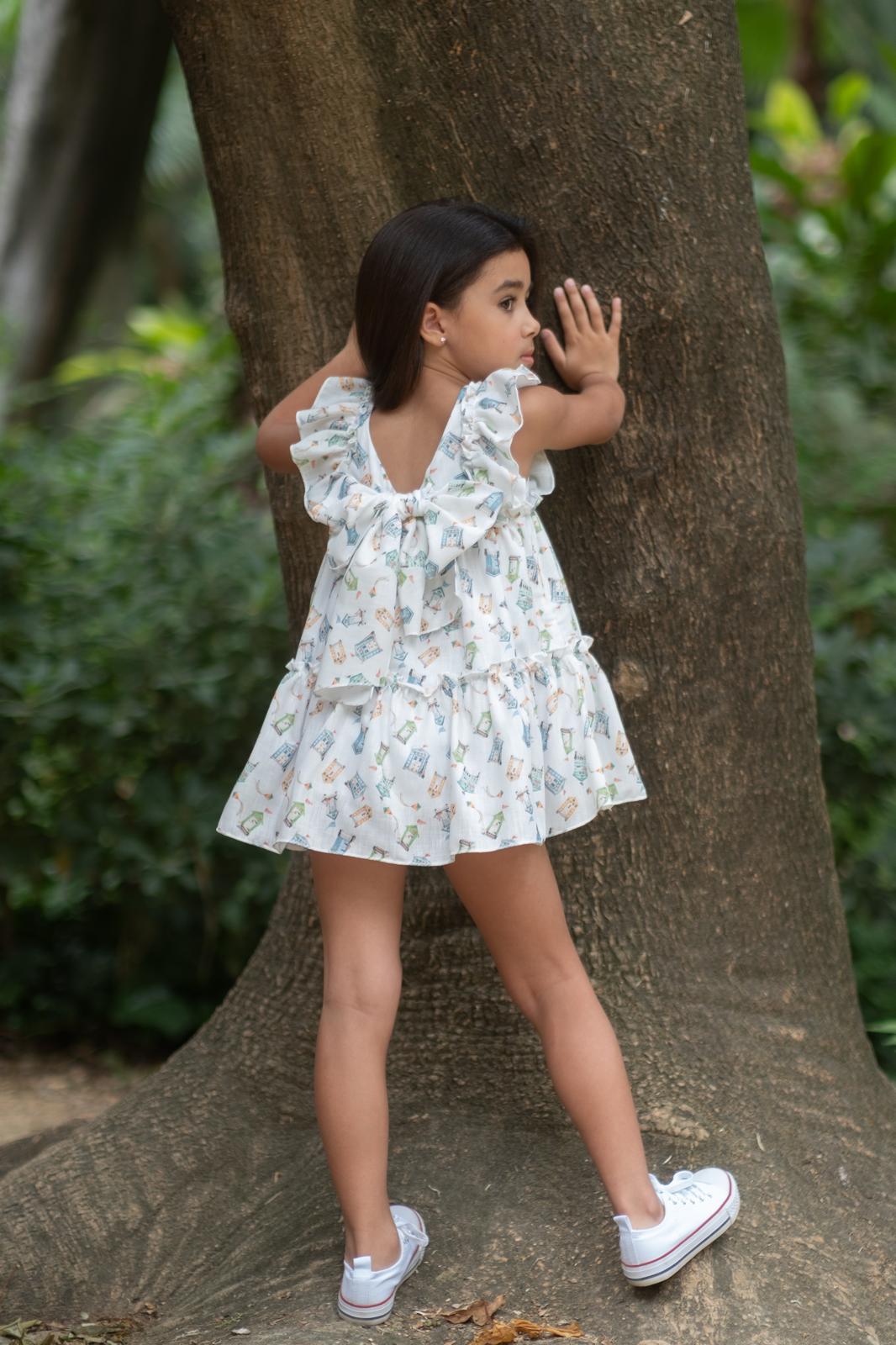 GIRL DRESS WHITE WITH RUFFLE