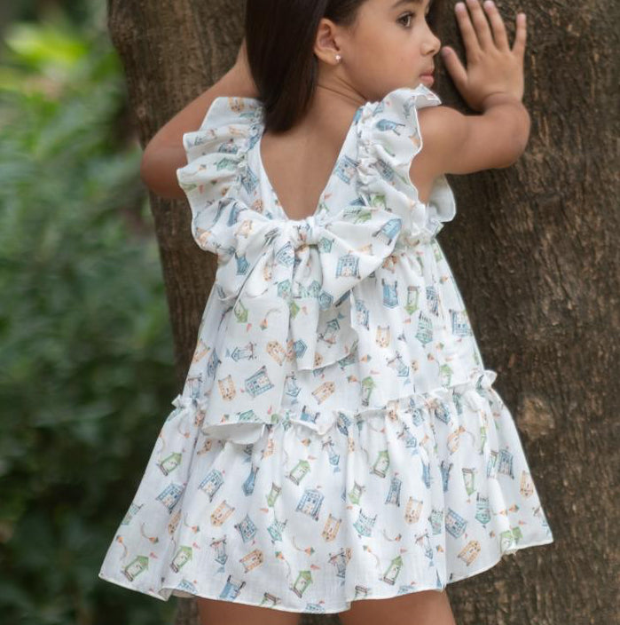 GIRL DRESS WHITE WITH RUFFLE