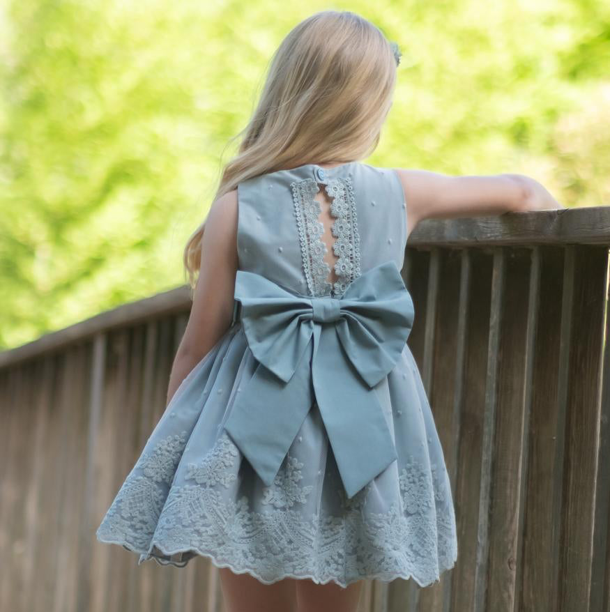 GIRL GREEN DRESS CEREMONY EMBROIDERY