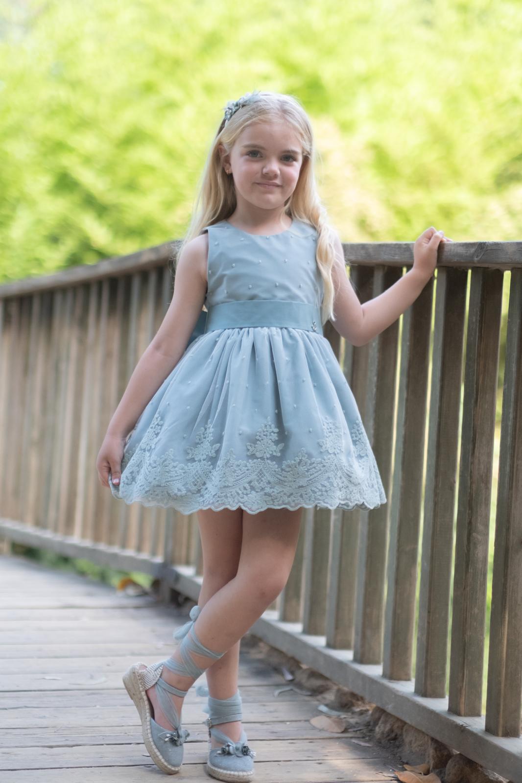 GIRL GREEN DRESS CEREMONY EMBROIDERY