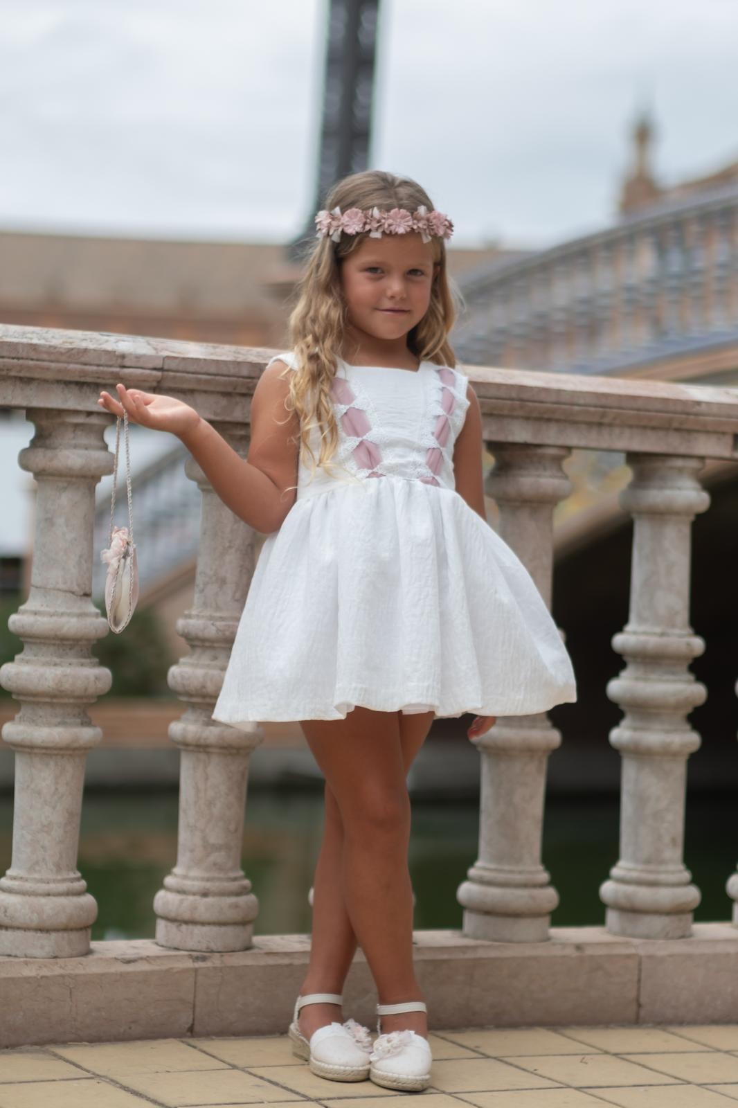GIRL DRESS WHITE AND PINK TULLE