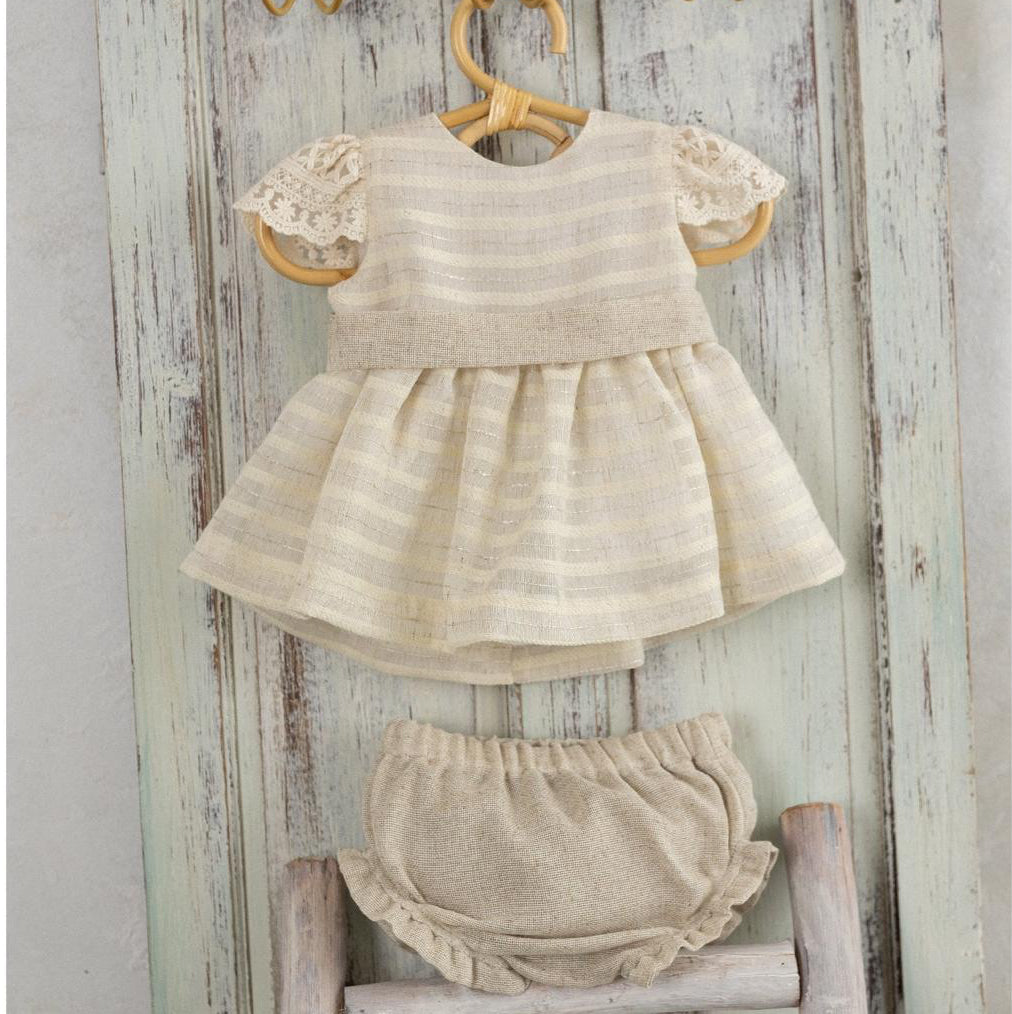 BABY SET BEIGE AND CREAM STRIPED