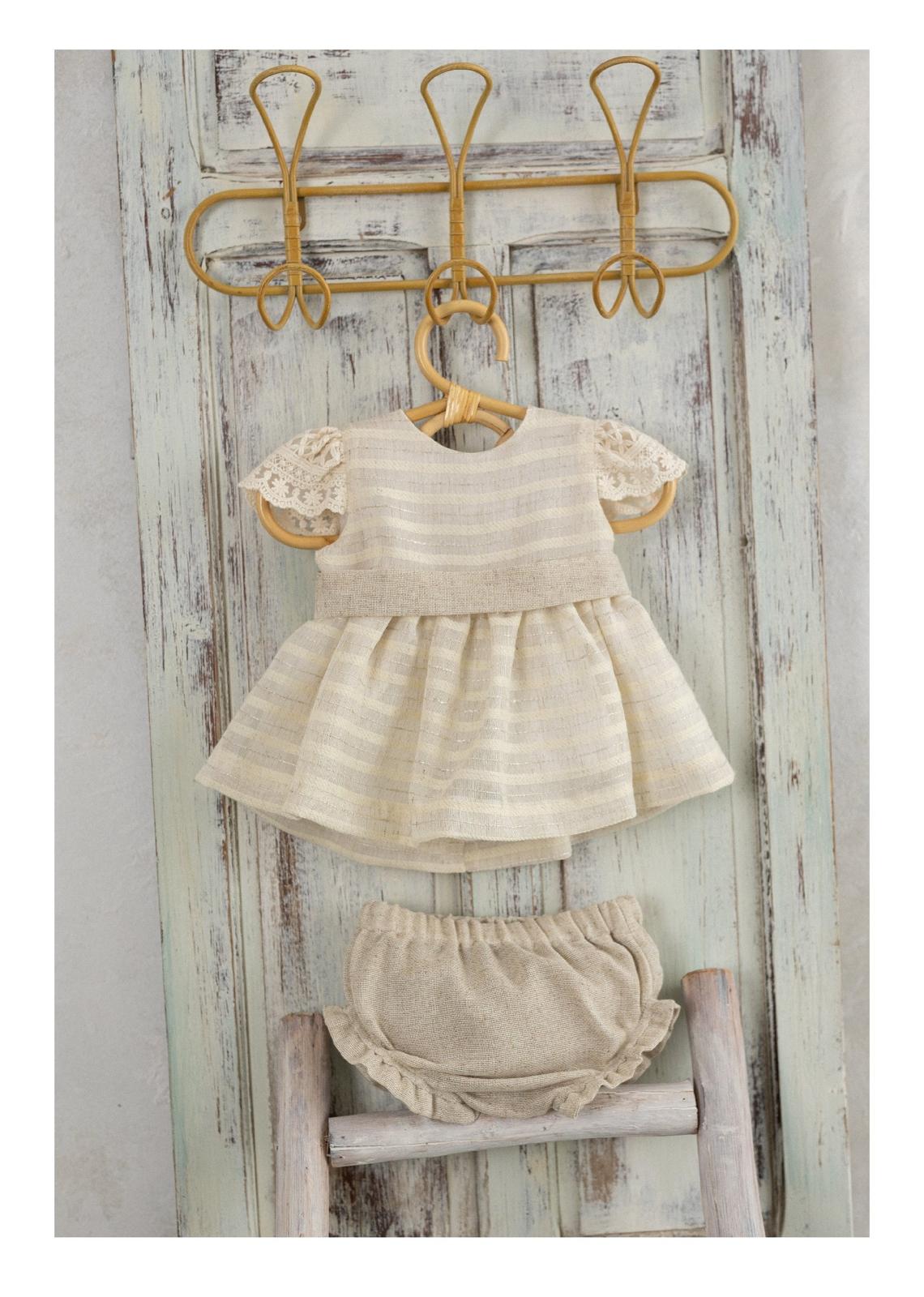 BABY SET BEIGE AND CREAM STRIPED