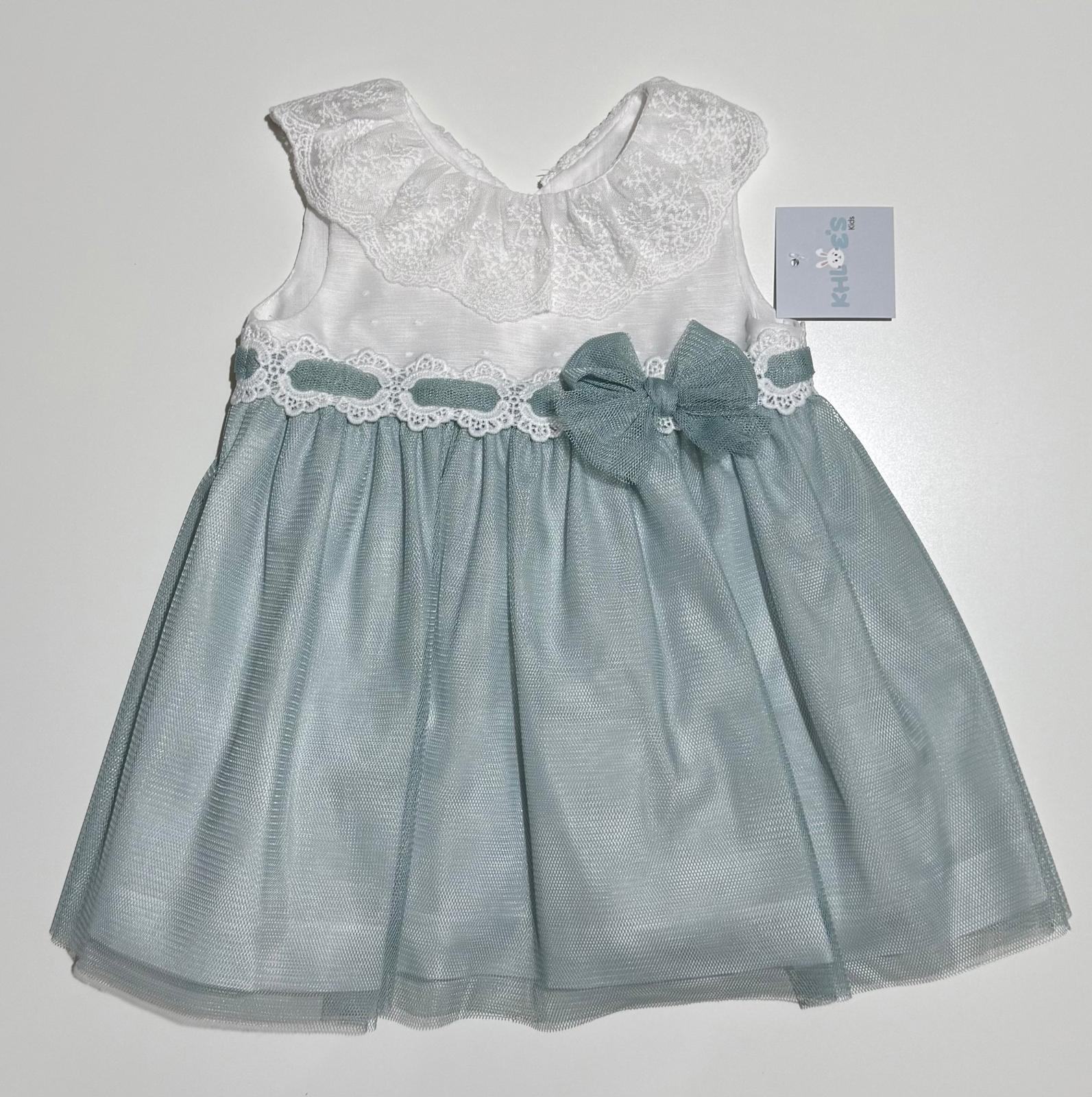 BABY DRESS WHITE AND GREEN INTERTWINED