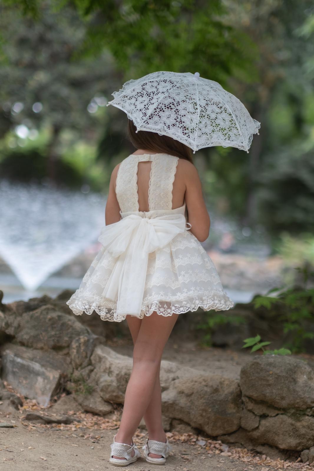 GIRL DRESS PEARL EMBROIDERED TULLE