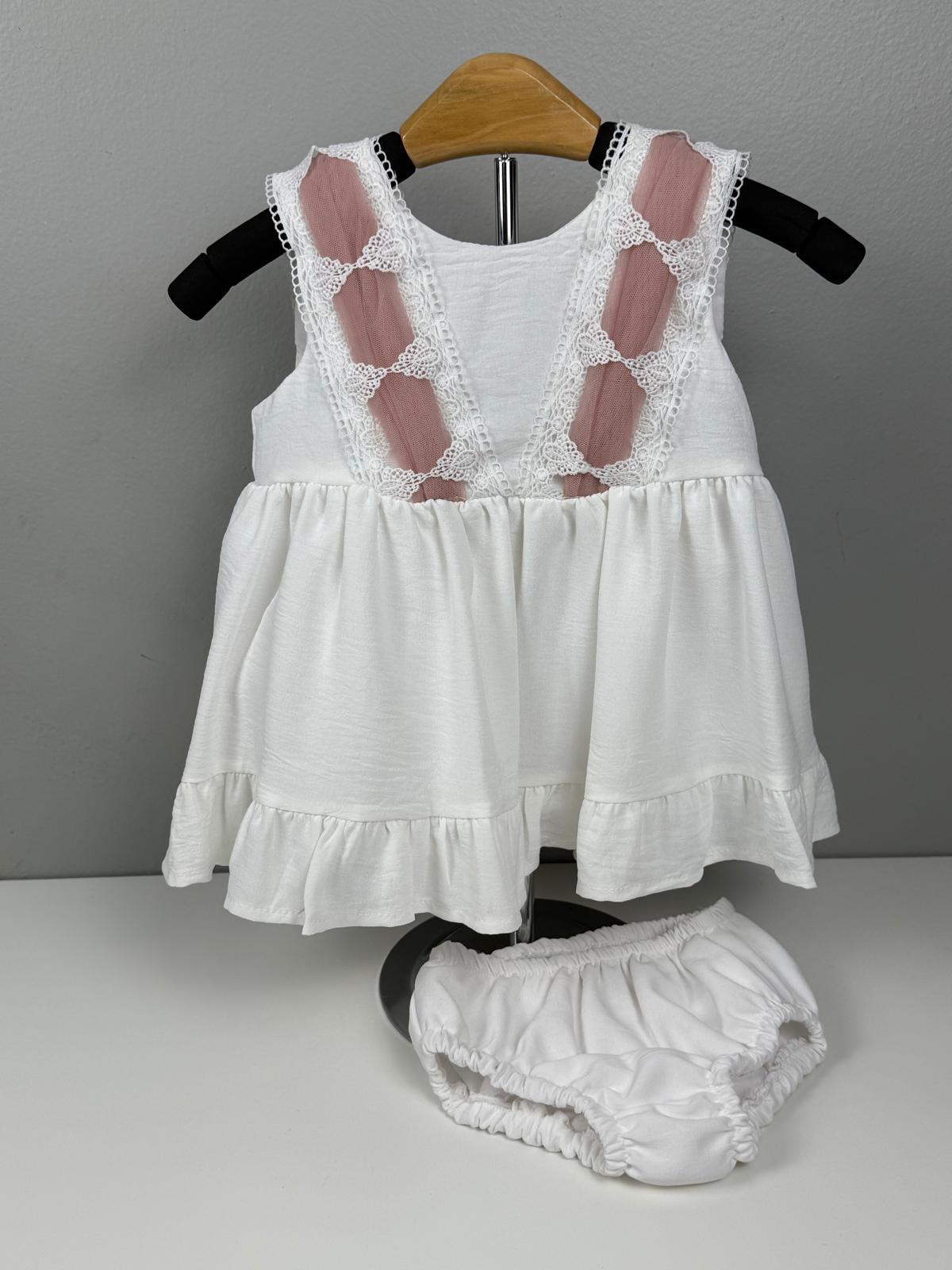 BABY GIRL SET WHITE BRAIDED PINK
