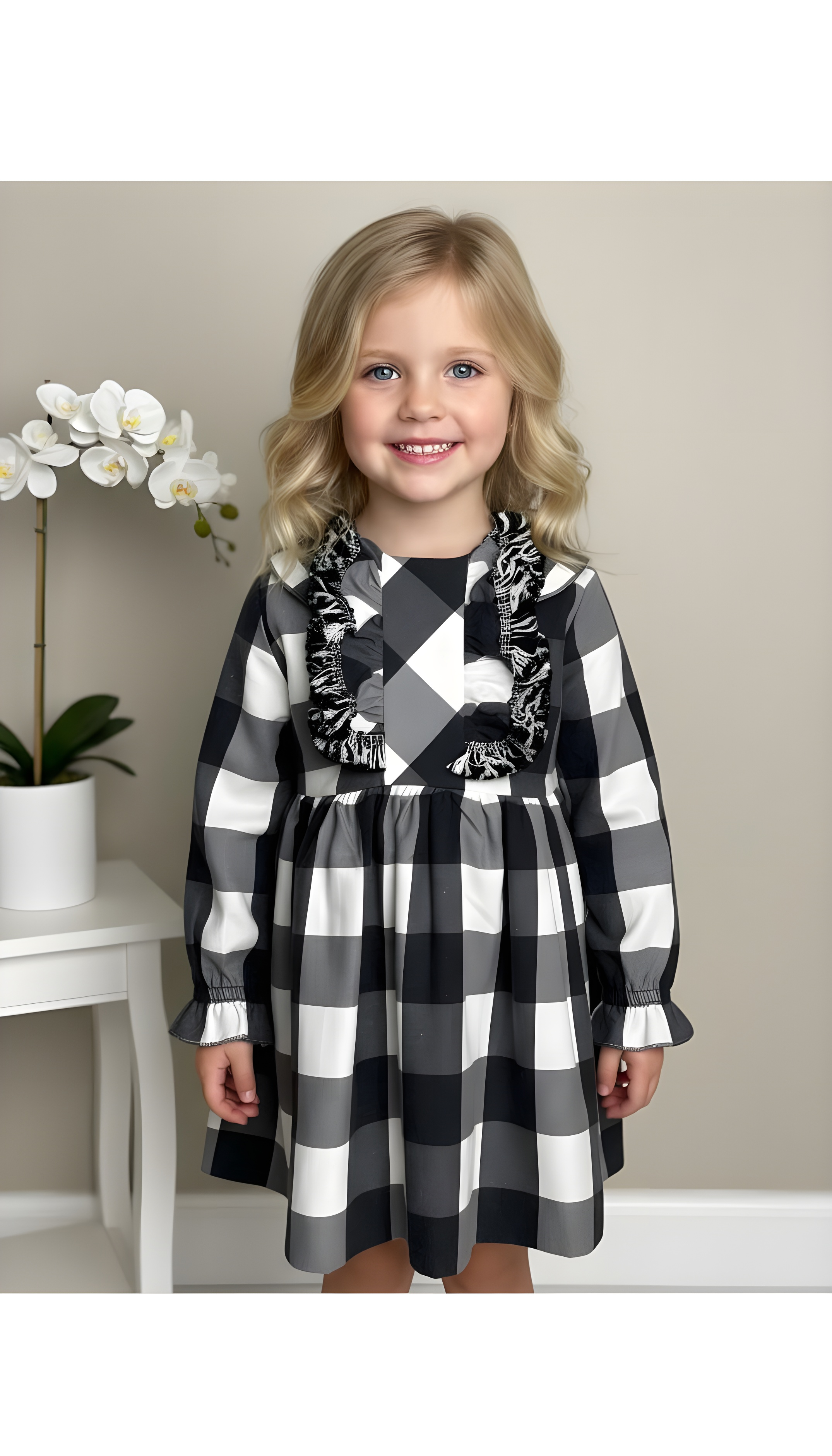 BABY DRESS GRAY BLACK